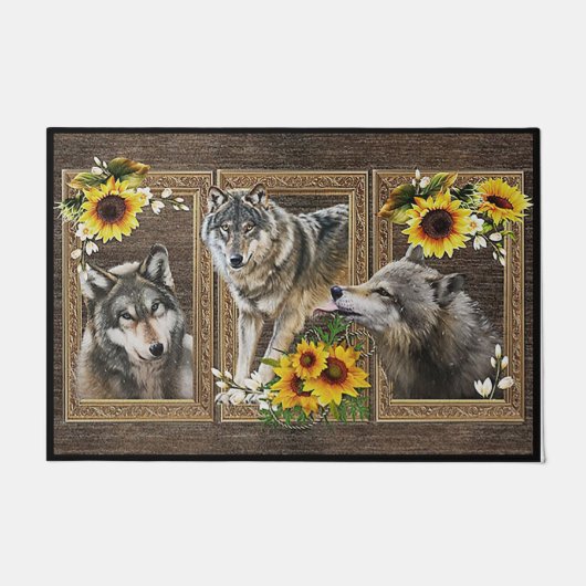 Wolf Lover Gift, Wolf Doormat, Sunflower Quotes Ma Deurmat (Voorkant)