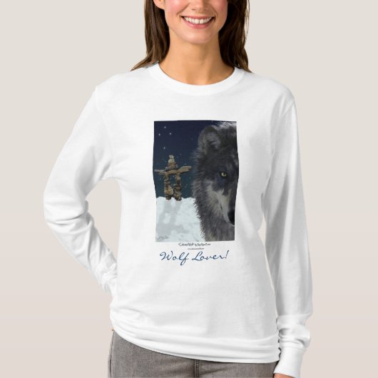 WOLF LOVER~ Grijze Wolf Hoodie & Topjes T-shirt (Voorkant)