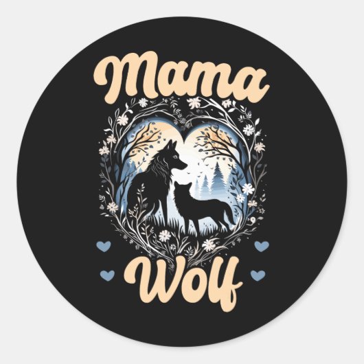 Wolf Lover Moederdag Stemi Kleding Wolf Pack Wol Ronde Sticker (Voorkant)