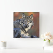 Wolf Lovers Art Vierkante Klok (Huis)