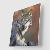 Wolf Lovers Art Vierkante Klok (Hoek)