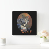 Wolf Lovers Art Vierkante Klok (Huis)