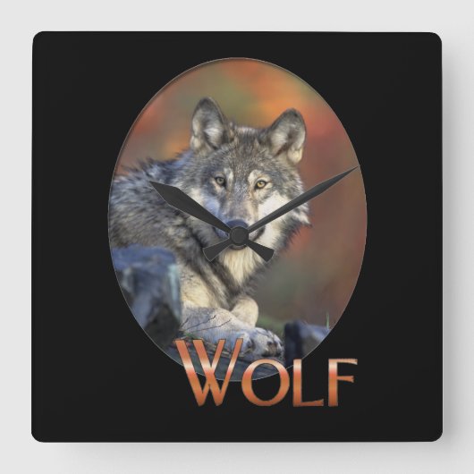 Wolf Lovers Art Vierkante Klok (Voorkant)