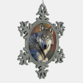 Wolf Lovers Kerstmis Tin Sneeuwvlok Ornament (Links)