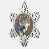 Wolf Lovers Kerstmis Tin Sneeuwvlok Ornament (Rechts)