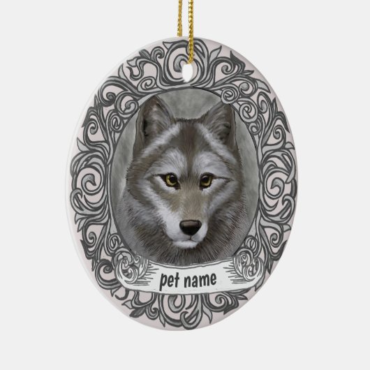Wolf Loving Memory-hanger Keramisch Ornament (Rechts)