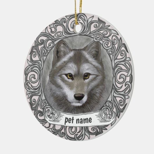 Wolf Loving Memory-hanger Keramisch Ornament (Links)