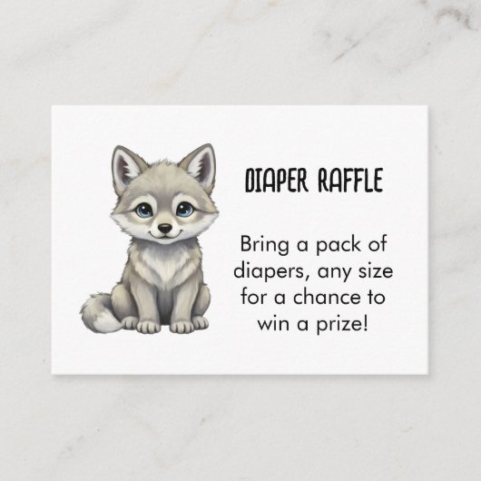 Wolf Luier Raffle Baby Shower Informatiekaartje (Voorkant)