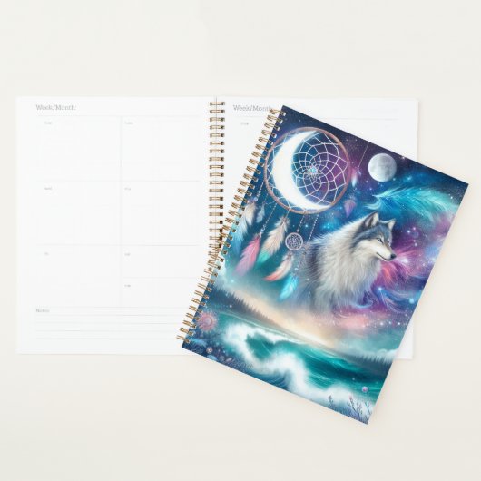 Wolf, Maan en een Dreamcatcher en Waves Planner (Display)