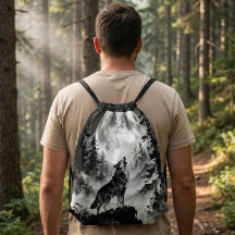 Wolf Maan Geschenk - Wilderness Touwzak Rugzak