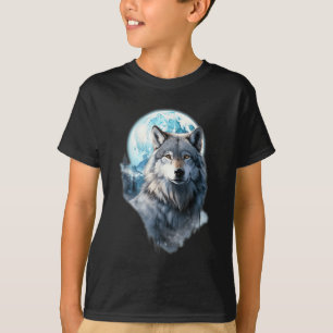 Wolf Maan Grafiek Huilend, Onder Volle Maan Nacht T-shirt
