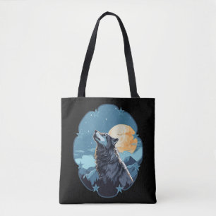 Wolf Maan Sterren Tote Bag