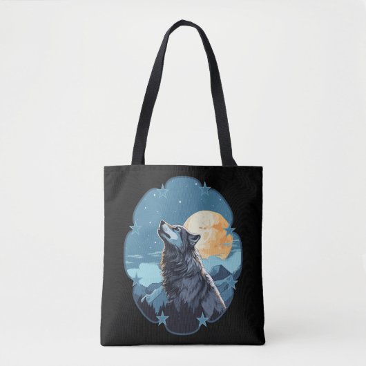 Wolf Maan Sterren Tote Bag (Voorkant)