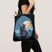 Wolf Maan Sterren Tote Bag (Dichtbij)