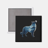 Wolf maanverlichte berg bos blootstelling kunst magneet (Voorkant / Achterkant)