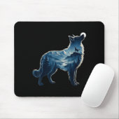 Wolf maanverlichte berg bos blootstelling kunst  muismat (Met muis)