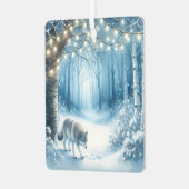 Wolf Magisch betoverd kerstbos Metalen Ornament (Voorkant links)