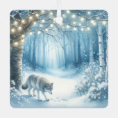 Wolf Magisch betoverd kerstbos Metalen Ornament (Voorkant)