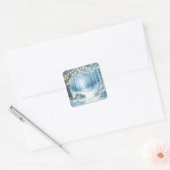 Wolf Magisch betoverd kerstbos Vierkante Sticker (Envelop)