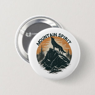 Wolf Majesteit Huilend op de Piek Ronde Button 5,7 Cm