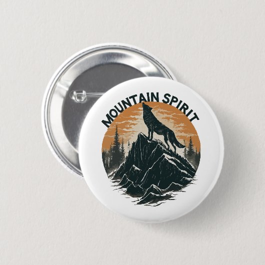 Wolf Majesteit Huilend op de Piek Ronde Button 5,7 Cm (Voorkant /achterkant)