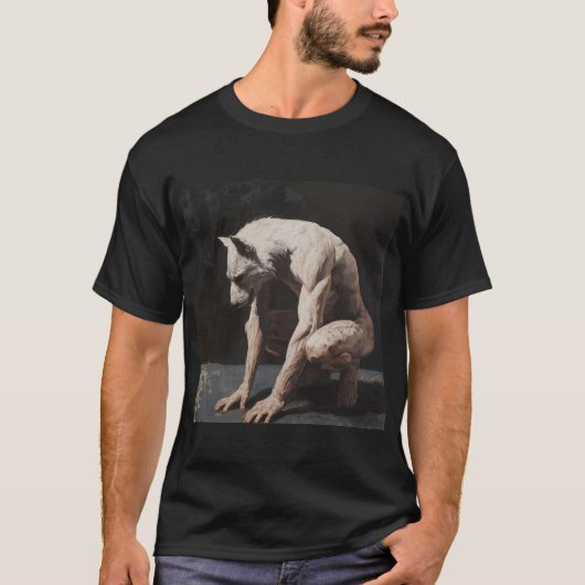 Wolf Man Schilderij - T-shirt (Voorkant)
