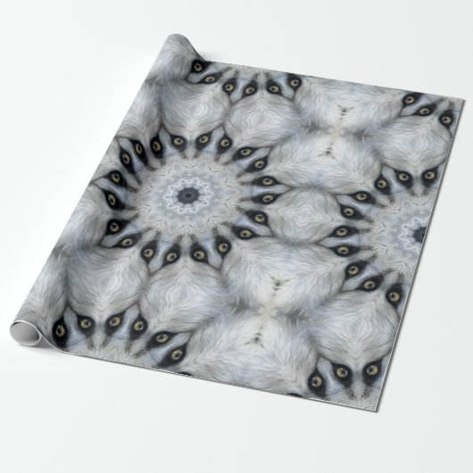 Wolf Mandala Felle Ogen en Harige Symmetrie Cadeaupapier (Uitgerold)