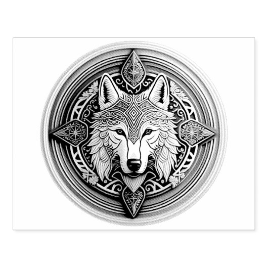 Wolf Mandala Rubberstempel (Afrduk)