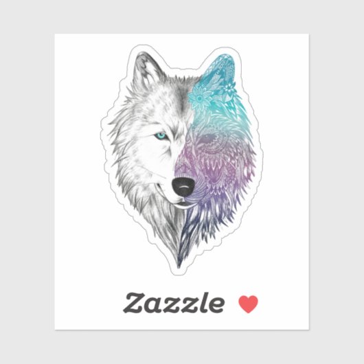 Wolf Mandala voor Wolf Lover Wolf Love Sticker (Vel)