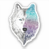 Wolf Mandala voor Wolf Lover Wolf Love Sticker (Voorkant)