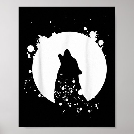 Wolf Mannen Silhouette Dier Motief Milieu Poster (Voorkant)