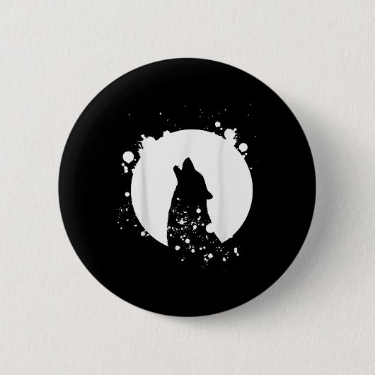 Wolf Mannen Silhouette Dier Motief Milieu Ronde Button 5,7 Cm (Voorkant)