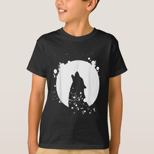 Wolf Mannen Silhouette Dier Motief Milieu T-shirt (Voorkant)