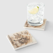 Wolf Marble Onderzetter (Zijkant)