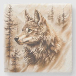 Wolf Marble Onderzetter