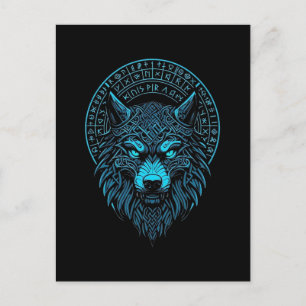 Wolf Mask Odin runt Noors kompas Viking Briefkaart