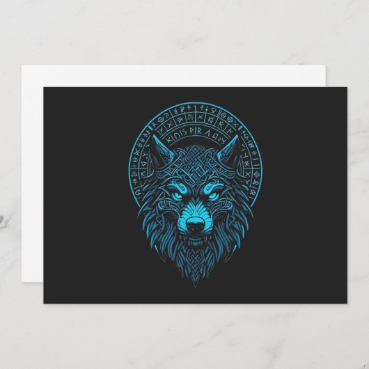 Wolf Mask Odin runt Noors kompas Viking Kaart (Voorkant / Achterkant)