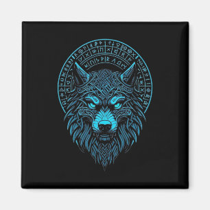 Wolf Mask Odin runt Noors kompas Viking Magneet