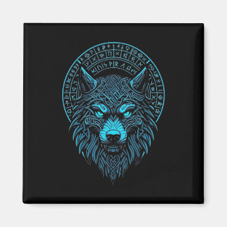 Wolf Mask Odin runt Noors kompas Viking Magneet