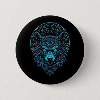 Wolf Mask Odin runt Noors kompas Viking Ronde Button 5,7 Cm