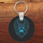 Wolf Mask Odin runt Noors kompas Viking Sleutelhanger (Voorkant)