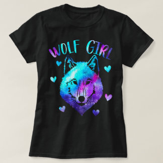 Wolf Meisje Galaxy Esthetisch Ontwerp T-shirt