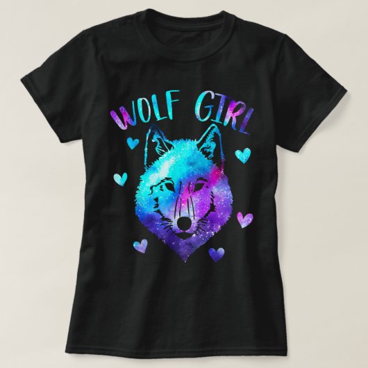 Wolf Meisje Galaxy Esthetisch Ontwerp T-shirt (Design voorkant)