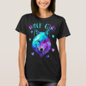Wolf Meisje Galaxy Esthetisch Ontwerp T-shirt (Voorkant)