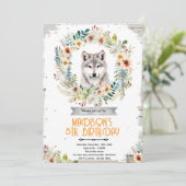 Wolf meisje verjaardagsfeest uitnodiging (Staand voorkant)