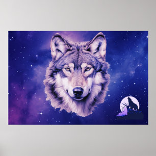 Wolf Melkweg Stars Kosmisch Verjaardagsfeestje  Poster