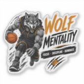 Wolf Mentaliteit Basketbal Sticker (Voorkant)