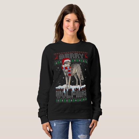 Wolf Merry Wolfmas kerstwolf Ugly Sweater (Voorkant volledig)