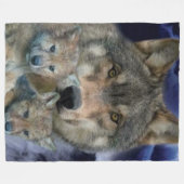 WOLF met 2 CUBS Fleece Deken (Voorkant (Horizontaal))