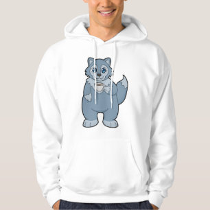 Wolf met beker koffie hoodie